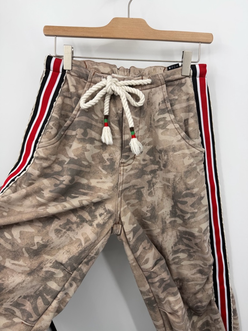 Copper and cloth X POL Brown Camouflage Track pants sweatpants Red Stripe sz XS - Picture 4 of 11